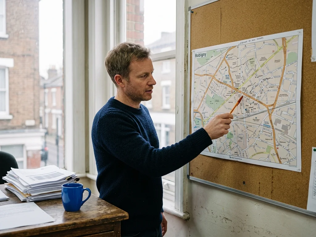 Consultant SEO montrant la localisation de son cabinet sur une carte à Bobigny.